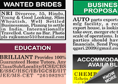Morning India Situation Wanted display classified rates